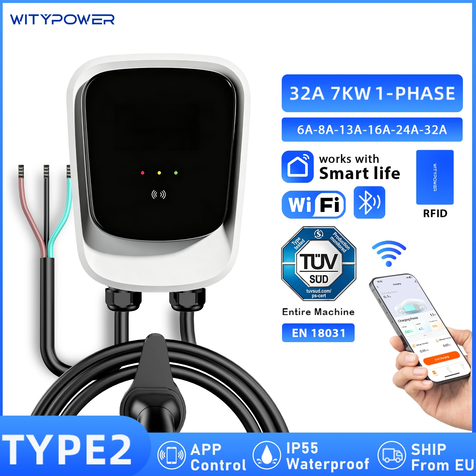 A Series Type 2 AC Wallbox EV Charger main image