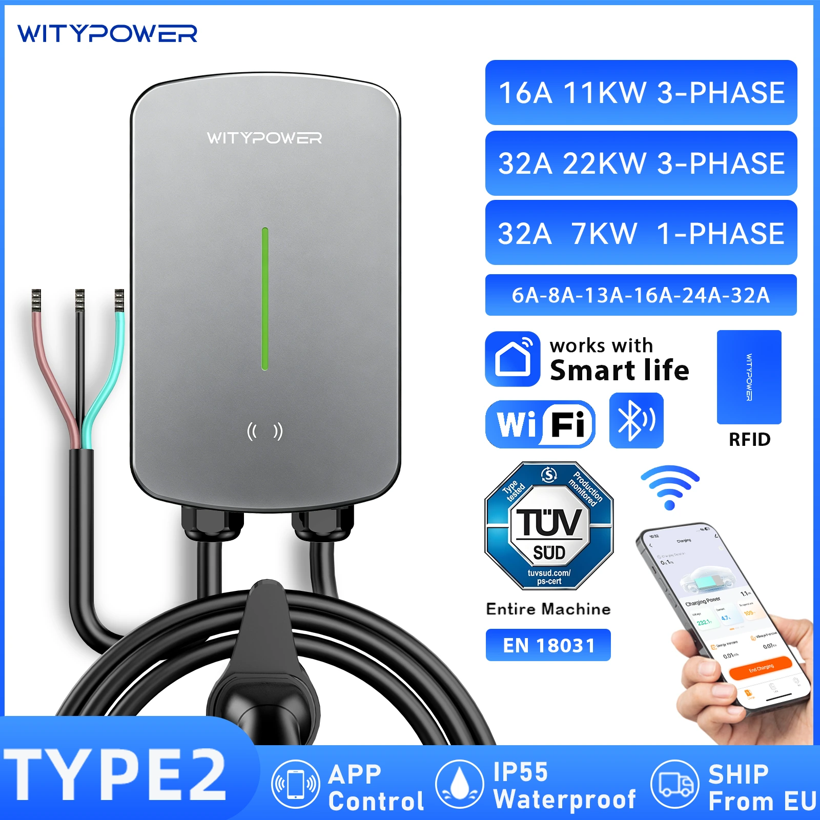 B Series Type 2 AC Wallbox EV Charger main image