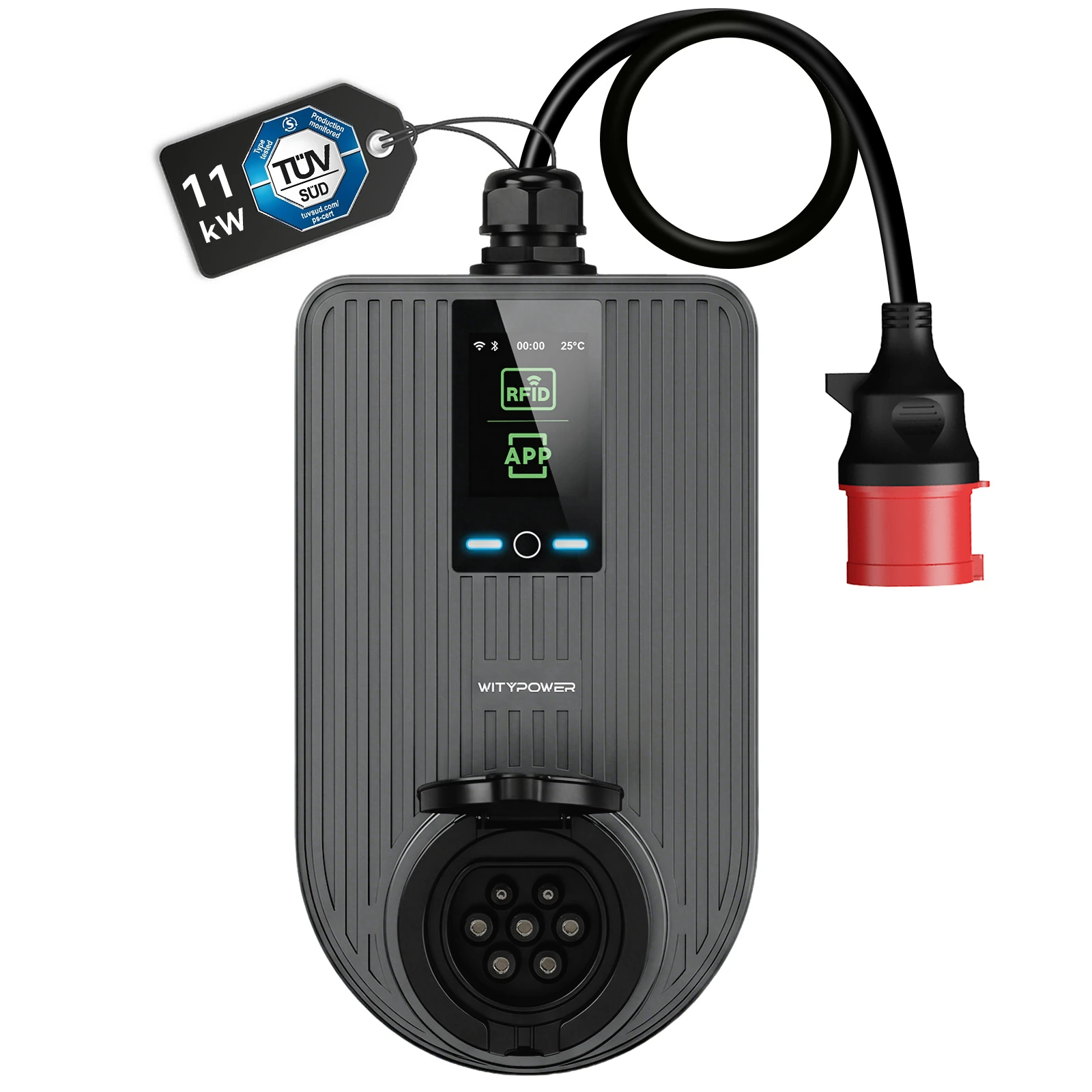 Q Series 11kW CEE-input Type 2 charger with industrial plug